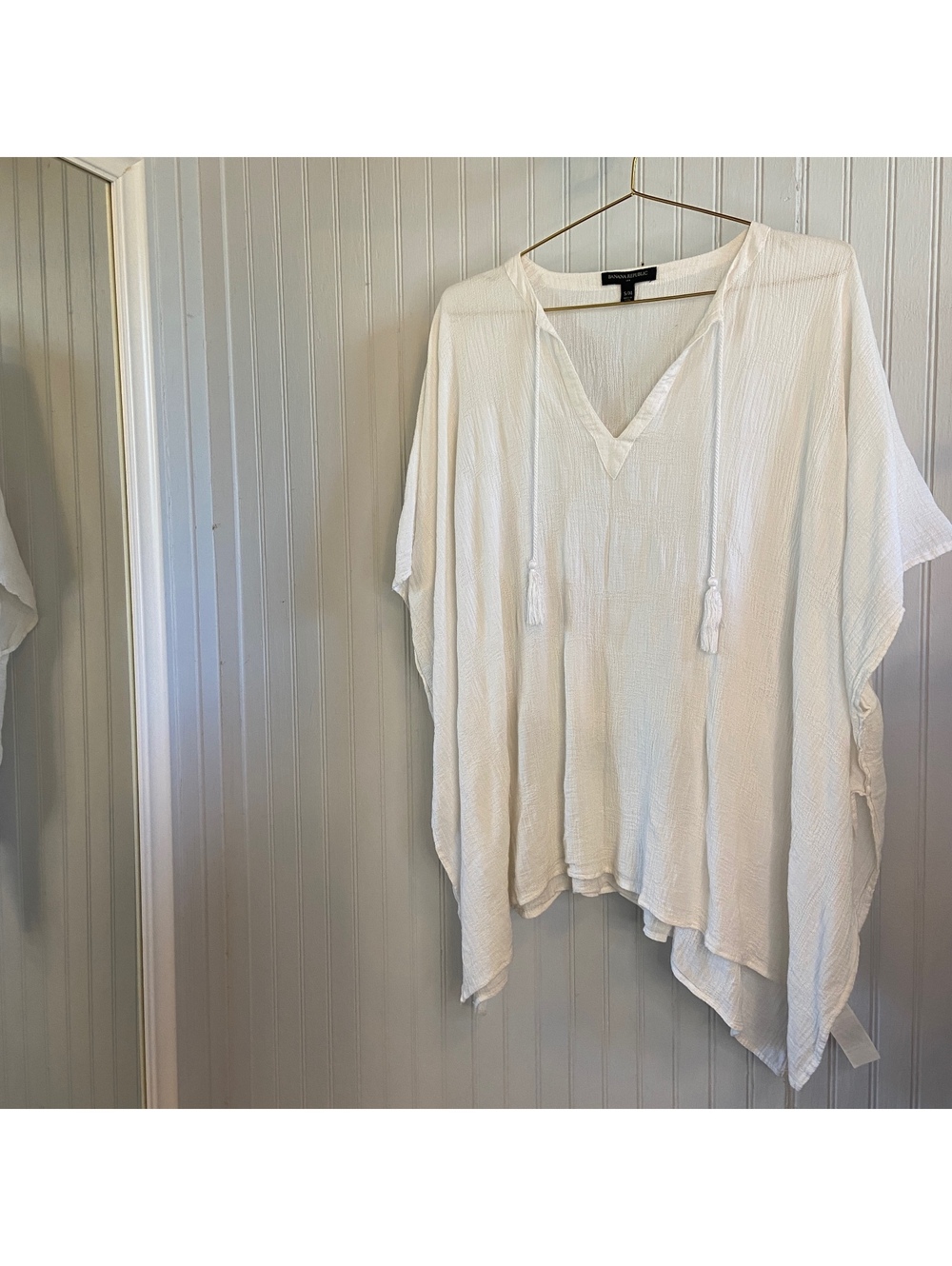 Banana Republic Poncho Quiet Luxury Beach Boho Festival Resort Tassel 70s Y2k